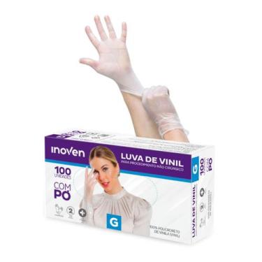 Imagem de Luva de Vinil Descartável Com Pó 100 Unidades Inoven Tam G