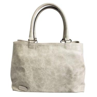Imagem de Bolsa Tiracolo em Couro cinza com dois compartimentos Maria Adna