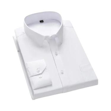 Imagem de Camisa Social Masculina Branca Clássica Slim Fit Tamanhos Grandes 9XL 