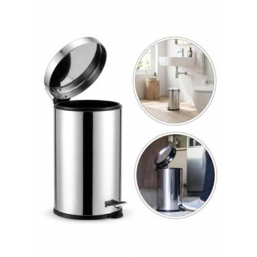 Imagem de Lixeira Inox Para Banheiro e Cozinha Com Pedal e Recepiente em Plástic
