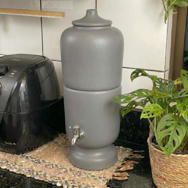 Imagem de Filtro De Barro Filtrador Água Purificador Flor Cinza 6l