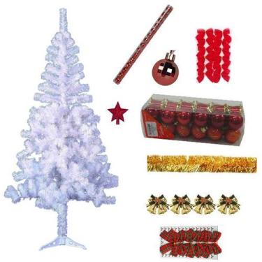 Imagem de Árvore De Natal Branca Decorada Com 65 Itens 1,80cm 320 Galhos - Rio M