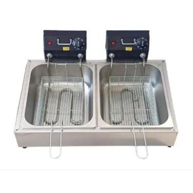 Imagem de Fritadeira Elétrica 10 litros 2 cubas c/ tampas Profissional - Equipam