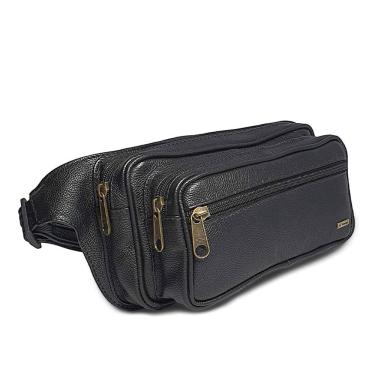 Imagem de Pochete Grande Masculina De Couro Espaçosa 4 Bolsos - Le Voyage