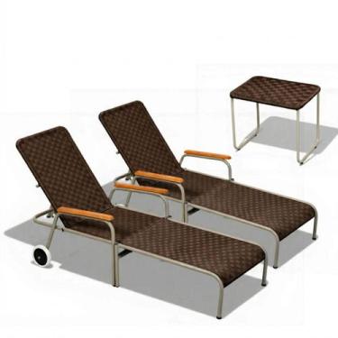 Imagem de Kit 2 Espreguiçadeiras Reclináveis AcquaFlex + Mesa de centro Piscina 