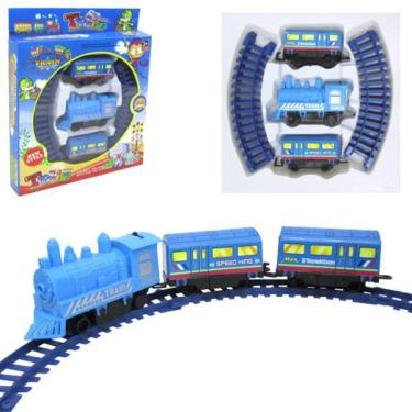 Imagem de Trem / Ferrorama Train Com 9 Pecas Azul A Pilha Na Caixa