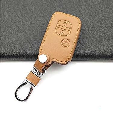 Imagem de WSWJDW Controle remoto 2/3/4 Botões Car Key Case Cover Chaveiro Ring Key Bag, apto para Toyota Tarago Rav4 Corolla Camry Celica Avalon, marrom 3 chave