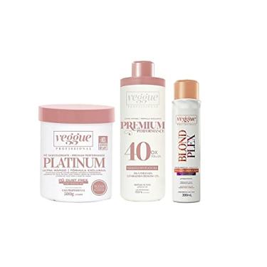 Imagem de Kit Pó descolorante Azul Premium, Água Oxigenada 40 Volumes e Blond Plex, Veggue Profissional