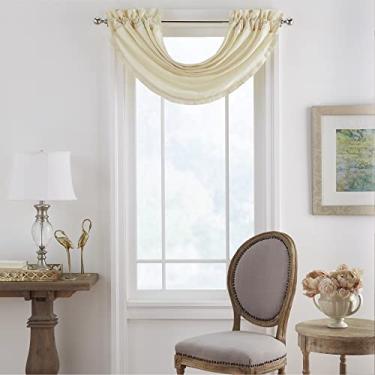Imagem de Elrene Home Fashions Versailles Saia de janela plissada de seda sintética para escurecimento de quarto, 132 cm x 91 cm (1, marfim