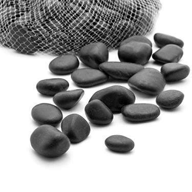Imagem de Royal Imports Pedras ornamentais grandes de 2,26 kg para paisagismo, decoração de casa etc. (não para aquários) com bolsa de rede, preta