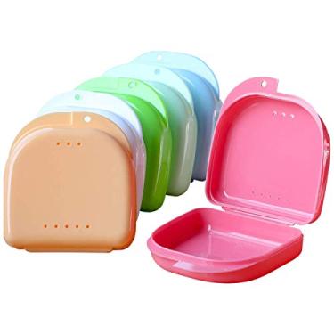 Imagem de Onwon caixa de 6 peças de retentor protetor bucal ortodôntico para armazenamento de dentadura, mosquetão, gancho de ar, orifícios para ventilação dental, caixa de retenção de dentes