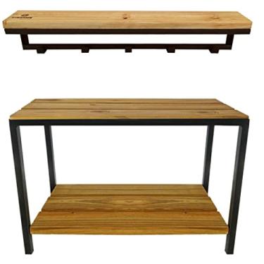 Imagem de Kit Sapateira e Cabideiro Strassis Design SD-5007-60 Metal e Madeira Cor: Preto