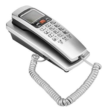 Imagem de Telefone com fio, suporte de telefone fixo com fio de mesa, FSK/DTMF, identificação de chamadas para escritório e hotel (prata)
