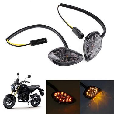 Imagem de Ymiko Luz de seta para motocicleta, 1 par de 12 V para motos de LED nivelado luz indicadora de seta âmbar para Grom 2014-2016