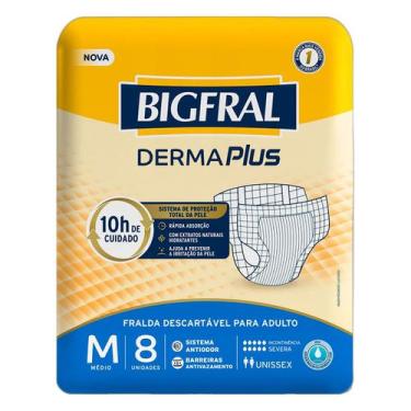 Imagem de Fralda Geriátrica Bigfral Derma Plus Regular M 8 Unidades