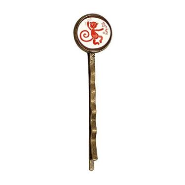 Imagem de Ano do Macaco Animal China Zodíaco Vermelho Retrô Metal Cabelos Bobby Pin Headwear