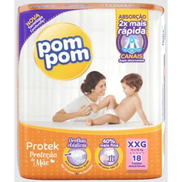 Imagem de Fralda Descartável Derma Protek Pom Pom Tamanho Jumbo XXG 18 unidades Pom Pom