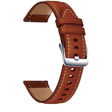 Imagem de HAZELS Pulseira de couro genuíno 20 22mm para Huawei Watch GT2 GT 2 42 46mm Relógio de substituição inteligente 3 Pro Honor Magic 2 (Cor: Marrom claro, Tamanho: 22mm Universal)