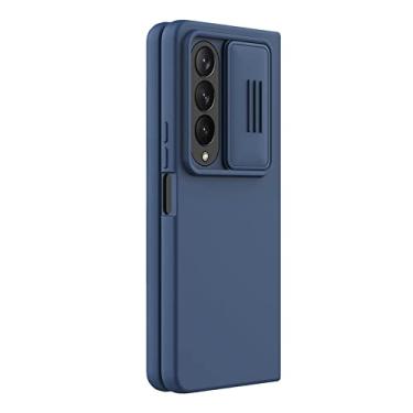 Imagem de Adequado para Samsung Galaxy Z Fold 4 3 Capa de Telefone Móvel Negócios Simples High-end Capa Deslizante Proteção de Lente, Azul, Para Samsung Z Fold 4