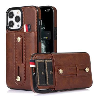 Imagem de Capa de telefone de couro de luxo para iPhone 14 13 12 Mini 11 Pro X XS Max XR 8 7 6 6S Plus SE 2020 Carteira Slot para cartão Capa magnética, marrom, para iPhone 12Mini