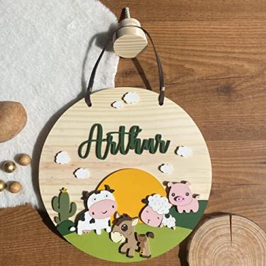 Imagem de Porta Maternidade - Flâmula Fazenda Cavalo Ovelha Vaca Porco