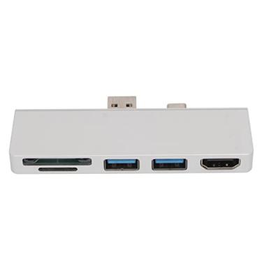 Imagem de Docking Station USB-C, Interface Multimídia 4K HD, Transferência de Dados, Duas Portas USB 3.0, Hub USB-C Compacto Portátil, Corpo Em Liga de Alumínio para Viagem (Prata)
