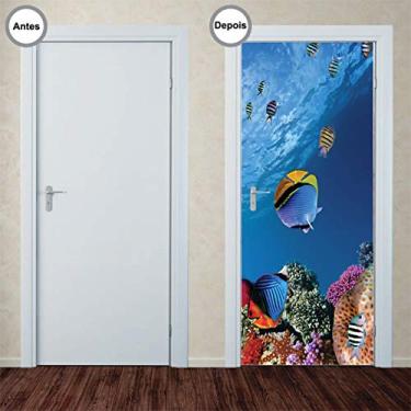 Imagem de Adesivo De Porta Decorativo Fundo do Mar tamanho 68cm x 210cm