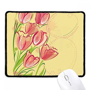 Imagem de Mousepad com ilustração de tulipa e flores pintadas à mão, tapete de borracha para jogos