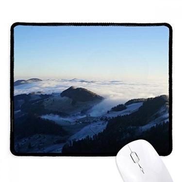 Imagem de Mousepad Mountain Sky Clouds Fog Nature Town Tapete de borracha para jogos