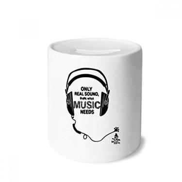 Imagem de DIYthinker Caixa de moedas de cerâmica para fone de ouvido musical com palavras, som de música, porta-moedas