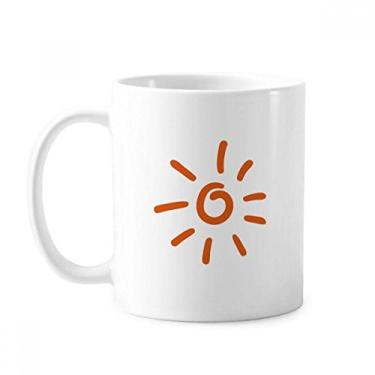 Imagem de Caneca de cerâmica com pintura à mão laranja para clima do sol xícara de porcelana de café