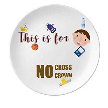 Imagem de Prato de porcelana No Pains No Crown Dinner Round Dish Boy Man