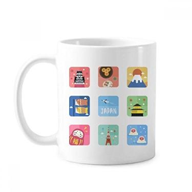 Imagem de Caneca clássica local japonesa Travelling Culture copo de cerâmica branca presente com alças 350 ml