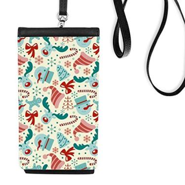 Imagem de Bolsa carteira para celular com ilustração abstrata Merry Christmas Tree com bolso preto