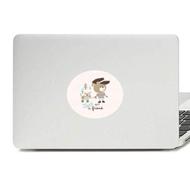 Imagem de Adesivo de desenho animado urso animal de vinil rosa emblema gráfico laptop decalque caderno