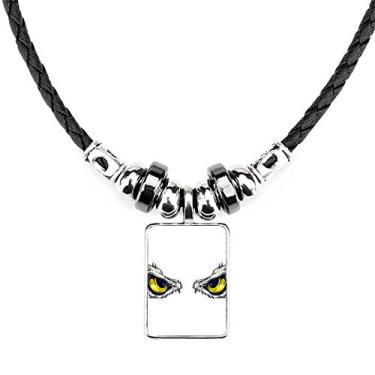 Imagem de DIYthinker Colar de olho de dragão chinês com desenho animado, joia com pingente de corda de couro