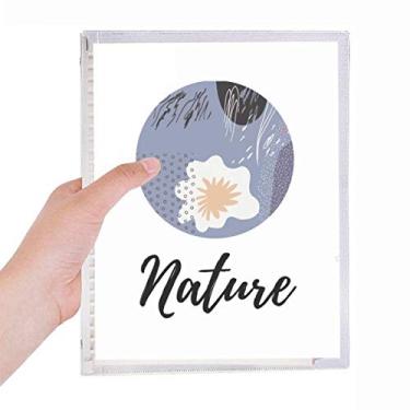 Imagem de Caderno de arte com plantas abstratas, branco, roxo, folhas soltas, diário recarregável, papelaria