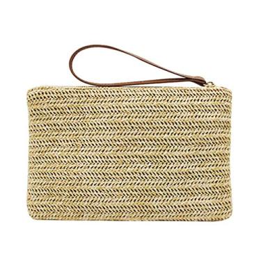 Imagem de Bolsa de palha para o verão, boêmio, com zíper, bolsa de praia, bolsa de mão para , férias