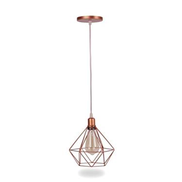 Imagem de Luminária de Teto Diamante Diamante Rose Gold Com Cabo de 2Metros Lustre Pendente