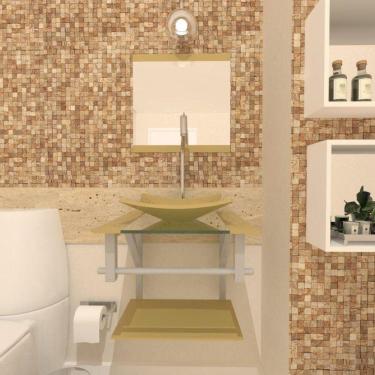 Imagem de Gabinete De Vidro 40Cm Ac Com Cuba Quadrada - Champanhe