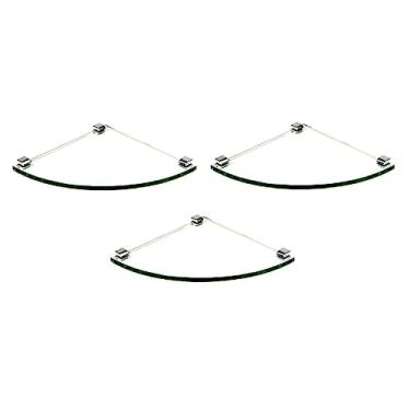 Imagem de Kit com 3 Porta Shampoo de Canto Curvo em Vidro Incolor 10mm Temperado