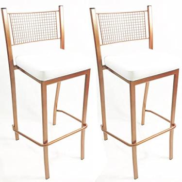 Imagem de Kit 2 Banquetas EMPILHÁVEL Cobre alta assento branco - Poltronas do Sul