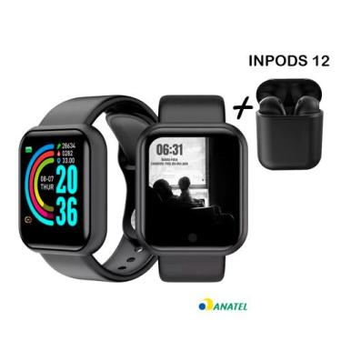 Imagem de Kit Relogio Smartwatch Inteligente Y68 D20 + Fone Inpods 12 Bluetooth