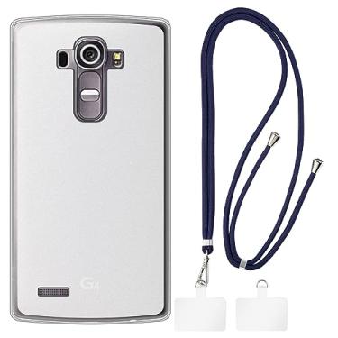Imagem de Shantime Capa LG G4 + cordões universais para celular, pescoço/alça macia de silicone TPU capa protetora para LG G4 (5,5 polegadas)