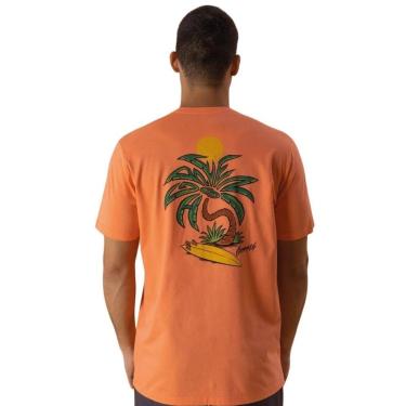 Imagem de Camiseta Greenish Summer Palm Tree Estampa nas Costas Laranja/M-Masculino