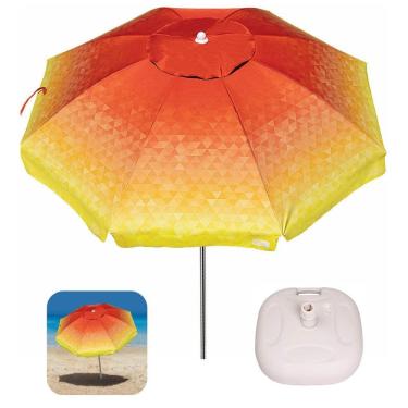 Imagem de Kit Guarda Sol 2m Alumínio Sombreiro Aruba Com Base Plástica Branca - Tobee