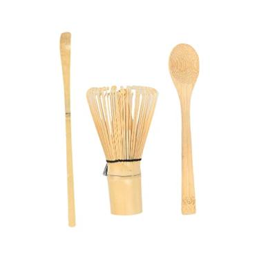 Imagem de Ｂｅｓｇａ Conjunto de 3 Unidades de Batedor Matcha Chasen Colher Tradicional Feito à Mão Chashaku Colher Amigos Presentes Conjunto de Presentes de Chá Matcha Co