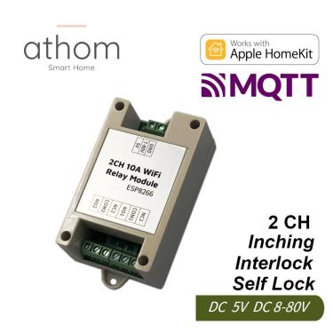 Imagem de Athom homekit e mqtt 2ch wifi módulo de relé interruptor de entrada de travamento automático