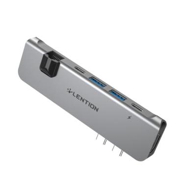 Imagem de LENTION Hub USB C com Thunderbolt3 (PD + transferência de dados + saída de vídeo), HDMI 4K, USB 3.0, adaptador Gigabit Ethernet Mac compatível com MacBook Pro 2016-2023, Mac Air (CS65, cinza claro)