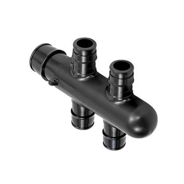 Imagem de Coletores Pex PEX PEX de saída de 4 portas e camisetas multiportas, porta-malas de 1,27 cm, porta de 1,27 cm, (4 portas 2+2 opostas) extremidades abertas